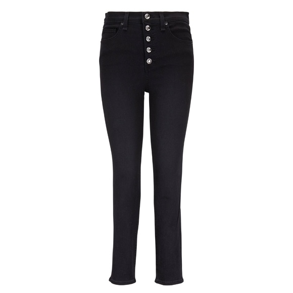 ❤️ Veronica Beard Debbie 10" Skinny Jeans Coal Rhinestone Buttons Black Size 25 - Picture 4 of 15